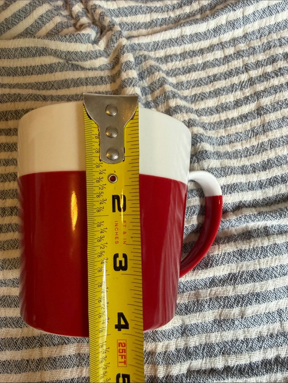 Crate&Barrel Two-Tone Red and White Ceramic Mug